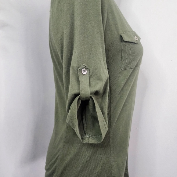Guess Olive Green Knit Button Down Shirt - Picture 6 of 11